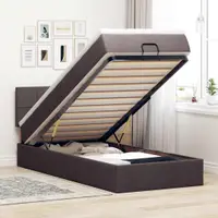 Gossi pat otoman cu saltea si led-uri, maro inchis, 90x200 cm, textil