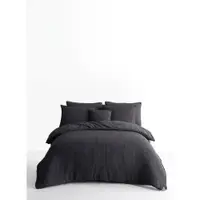 Lenjerie de pat gri antracit din bumbac ranforcé pentru pat de o persoană 140x200 cm Waffle Striped – Mila Home Luxury