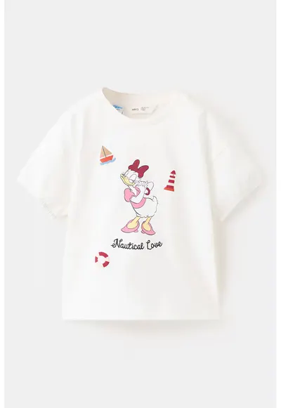 Tricou cu imprimeu Daisy Duck - Rosu/Roz pastel/Alb murdar
