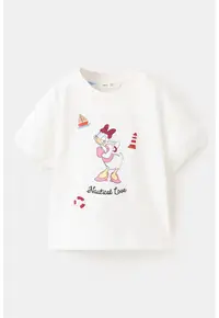 Tricou cu imprimeu Daisy Duck - Rosu/Roz pastel/Alb murdar