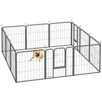 PawHut Parc pentru câini enclos câine 12 panouri modular și pliabil oțel 2 uși pentru cățel interior exterior 60H cm negru | Aosom Romania
