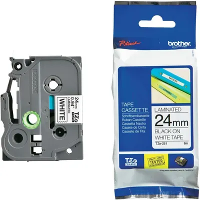 Casetă Brother - TZe-251, P-Touch, 24mm, 8m, Black/White