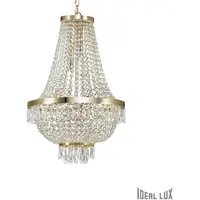 Candelabru cu margele din cristal si elemente decorative octogonale 9x40W Auriu