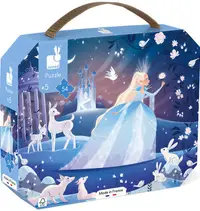 Puzzle in valiza pentru copii Janod - Zana de gheata, 54 piese