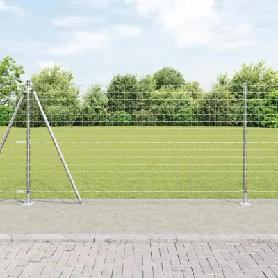 vidaXL Gard Euro cu Bază din Beton 10 x 1,2 m Oțel Galvanizat Argintiu