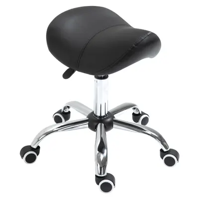 HOMCOM Scaun Taburet Rotativ cu Șa, Roți și Înălțime Reglabilă pentru Estetiști și Tatuatori, 52 x 53 x 49-61 cm, Negru | Aosom Romania