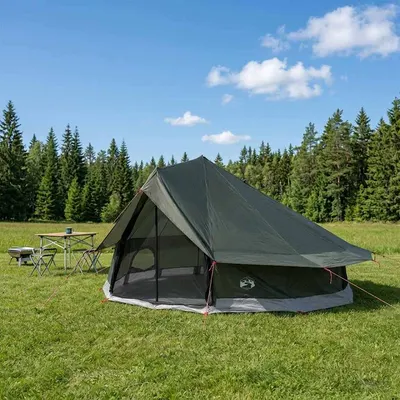 vidaXL Cort Tipi 20 persoană Verde Army Poliester și oțel