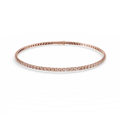 Bratara tennis din aur roz cu diamante maro de 2.25ct