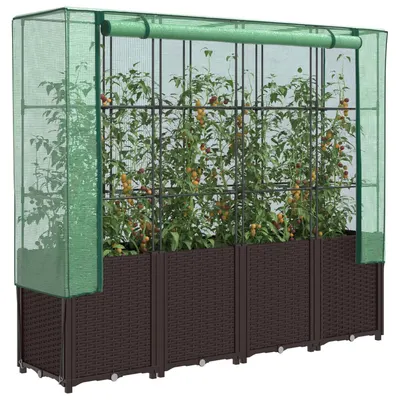 Gossi strat inaltat cu husa de sera, aspect ratan, 160x40x153 cm