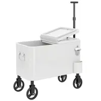 Outsunny Cărucior răcitor 56L cu roți mâner reglabil deschizător colector capace drenaj și mâner 75x35x120 cm Alb | Aosom Romania