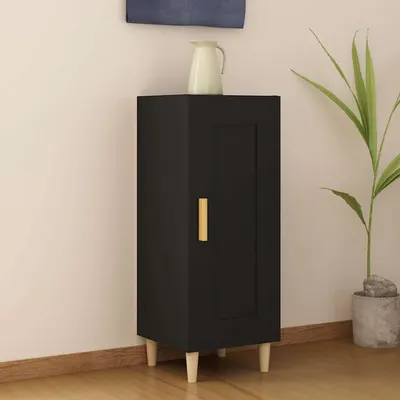 vidaXL Servantă, negru, 34,5x34x90 cm, lemn compozit