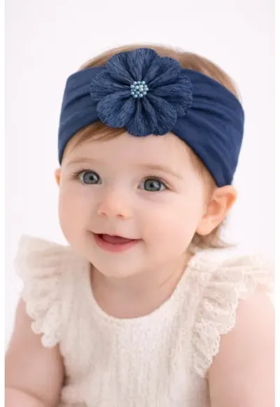 Bentita lata bleumarin pentru bebeluse cu floare aplicata - Model AL 34754 - 0-12 luni