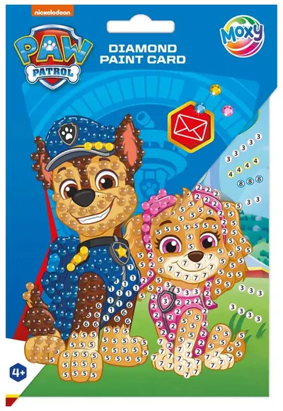 Carte de pictură cu mărgele Moxy - Paw Patrol, cu plic