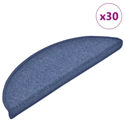 vidaXL Covorașe pentru scări, 30 buc., 56x17x3 cm, semirotunde, albastre