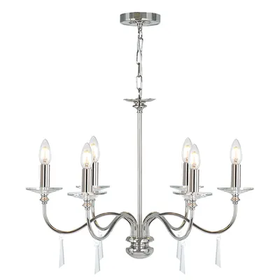 Corp de iluminat suspendat, lustra Finsbury Park 6 Light Chandelier – Polished Nickel