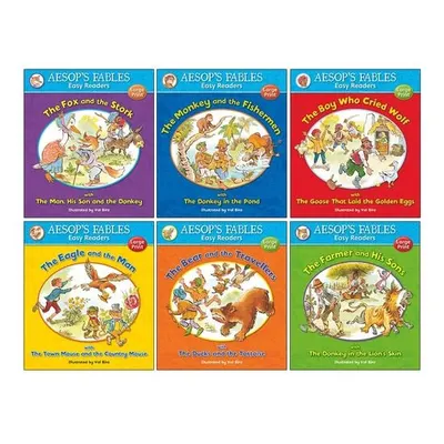 Aesop's Fables Easy Readers Collection 6 Books Set By Val Biro (The Fox and the Stork, The Monkey and the Fishermen, Boy Who Cried Wolf, Eagle and the Man, The Bear and the Travellers & More)