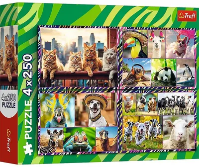 Puzzle Trefl din 4 x 250 piese - Animale amuzante
