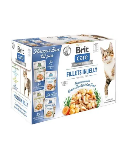 BRIT Care Cat Fillets Mix Jelly & Gravy 24x85 g pachet mixt hrană umedă pisici, fileuri în jeleu și sos