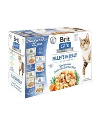 BRIT Care Cat Fillets Mix Jelly &amp; Gravy 24x85 g pachet mixt hrană umedă pisici, fileuri în jeleu și sos