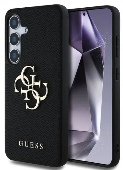 Husă Guess - Grained Metal Logo, Galaxy S25 Plus, negru
