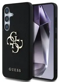 Husă Guess - Grained Metal Logo, Galaxy S25 Plus, negru