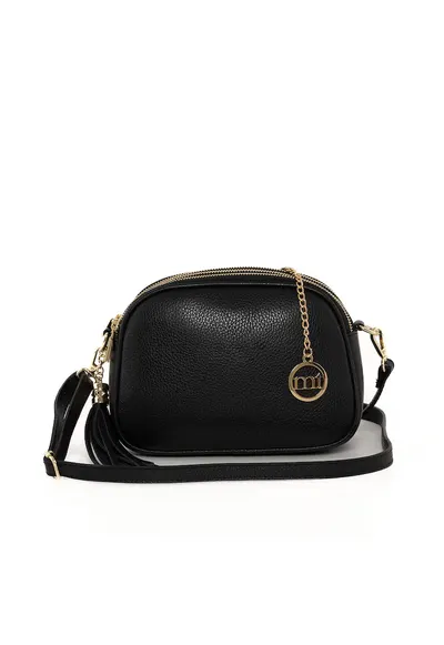 Geanta crossbody din piele cu trei compartimente Gradisca - Negru