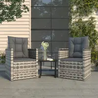 Gossi set mobilier de exterior cu perne, 3 piese, gri, poliratan