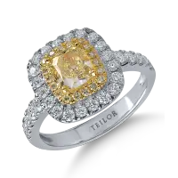 Inel din aur alb-galben cu diamante galbene de 1.15ct si diamante transparente de 0.66ct