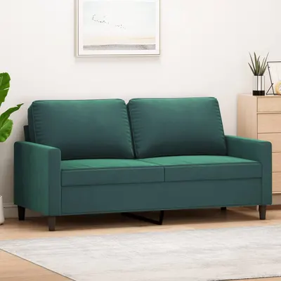 Gossi canapea cu 2 locuri, verde inchis, 140 cm, catifea