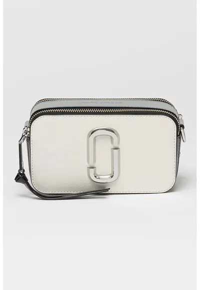Geanta crossbody din piele The Snapshot - Negru/Alb murdar