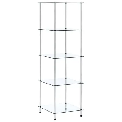 Gossi raft cu 5 niveluri transparent, 40x40x130 cm, sticla securizata