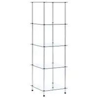Gossi raft cu 5 niveluri transparent, 40x40x130 cm, sticla securizata