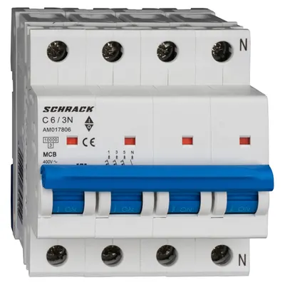 Intreruptor automat AMPARO 10kA, C 6A, 3+N