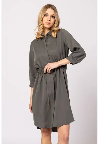 Rochie-camasa cu slituri laterale Villach - Verde inchis
