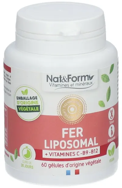 Fier cu vitamina C, B12 și acid folic, 60 capsule, Nat&Form