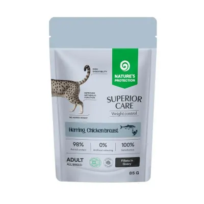 Superior Care GF Weight Control Cat cu Hering si Piept de Pui 85 Gr