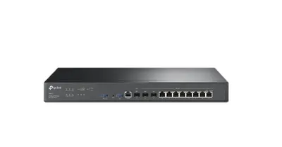 "Omada VPN Router with 10G Ports PORT: 1× 10G SFP+ WAN Port, 1× 10G SFP+ WAN/LAN Port,1× Gigabit SFP WAN/LAN Port, 8× Gigabit RJ