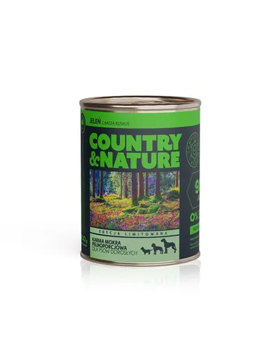 COUNTRY&amp;NATURE Hrana umeda caine, cu cerb si cuscus 800 g