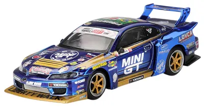 Model de colecție Mini GT Състезателни: Mașini - Nissan Silvia (S15) LB-Super Silhouette #555 Team MINI GT Liberty Walk Formula Drift 2025 (RHD)