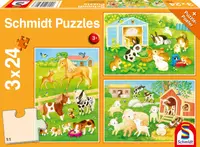 Puzzle pentru copii Schmidt din 3 x 24 piese - Prietenii mei din curtea tarii
