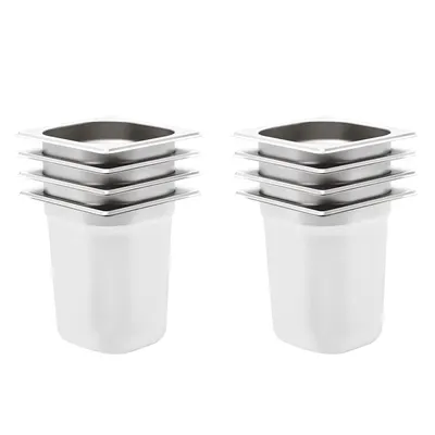 vidaXL Recipiente Gastronorm 8 buc. GN 1/6 200 mm oțel inoxidabil