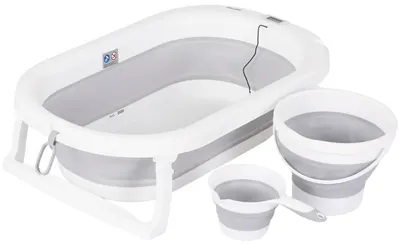 Set 3 în 1 Chipolino - Cadă pliabilă, găleată și recipient pentru udare, Bubble Spa, gri