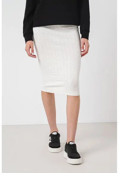 Fusta midi cu model logo - Alb fildes