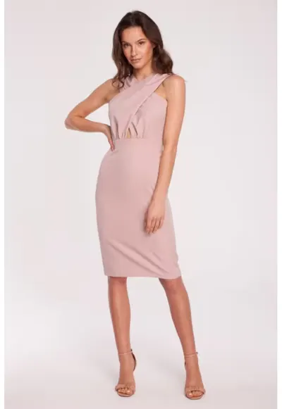 Rochie cu detaliu incrucisat in partea din fata - - Roz