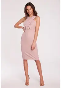 Rochie cu detaliu incrucisat in partea din fata - - Roz