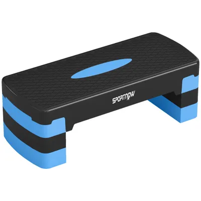 SPORTNOW Stepper Fitness Aerobic 3 Nivele, Înălțime Reglabilă 10/15/20 cm cu Înălțătoare, Suprafață Antiderapantă, 68x29x20cm, Albastru | Aosom Romania