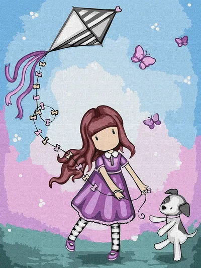 Set de pictură după numere Ideyka Gorjuss - Don't Fly Away, 30 x 40 cm
