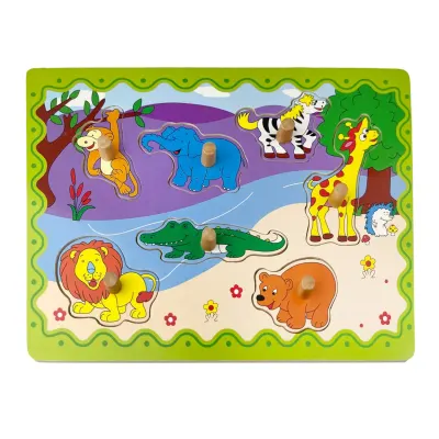 Puzzle din lemn, Animale din safari, 7 piese