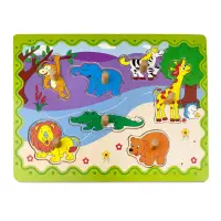 Puzzle din lemn, Animale din safari, 7 piese