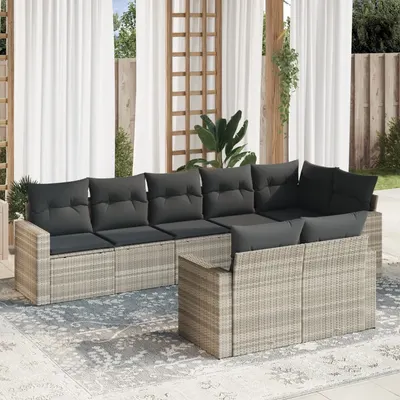 Gossi set mobilier de gradina cu perne, 8 piese gri deschis poliratan